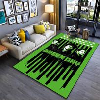 Area Rug, Green Day Band Members American Flag Green Black Poster Print, Man Cave Decor, Non-Slip Mat 40x60cm( 15x23in ) black