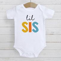 Big Bro Lil Sis Printed Round Neck Loose Summer One-Piece Parent-Child Clothing Romper 12-18 months white