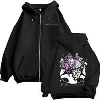 Anime JoJo Bizarre Adventure Golden Wind Graphic Manga Zipper Hoodies Men Women Clothing Fashion Hip Hop Zip Up Sweatshirts Coat M juoda