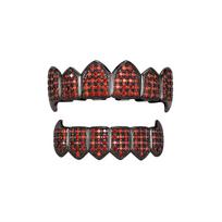 Colorful Bling Gold Teeth Grillz Men Hip Hop Full Diamond Zircon Copper Plated Dental Accessories oranžinė