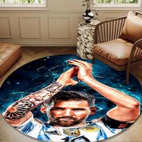 Lionel Messi With World Cup Trophy Round mat, Anti-slip Circle Carpet Chair rug For livingroom,Bedroom, doormat home decor Gift Christmas Gifts 150cmx150cm