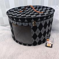 Dustproof Foldable Round Cowboy Hat Storage Box With Zipper Large Capacity For Hats Toys Clothes A4 black