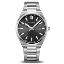 BERING Classic Link Black x Sapphire Slim Danish Scandinavian Design [Authorized Import] Men's/Unisex Watch, Strap, Silver, 17639-702, Crystal, Case, black