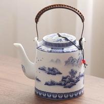 Large Capacity Ceramic Teapot Single Pot with Filter Screen Handmade Lifting Beam Pot Tea Kettle Filter Pot Tea Infuser Tea Set
