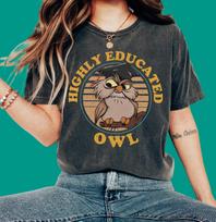 Retro Archimedes Highly Educated Owl Shirt | The Sword In The Stone Shirt | Disneyland Trip Family Matching Outfits Shirt R736 3XL black