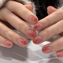 24pcs Aurora Nude Pink Press on Nails Almond Acrylic Simple Fake Nails with Gradient Design Nail Chrome Solid Color False Nails