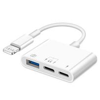 Byscoon 3-in-1 Lightning to USB Camera Adapter with USB C Headphone/Charging Port for iPhone 14 13 12 11 Pro with USB Female OTG 3 balta