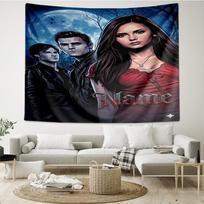 Custom Name Vampire Diaries Print Tapestry, Backdrop, Easy Setup, Ideal for Bedroom, Office & Living Room, with Aesthetic Wall Hanging Decor. 100cmx150cm black
