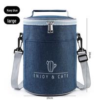 Large Insulated Round Bento Lunch Tote with Aluminum Foil Lining