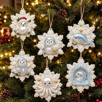 DIY Christmas Pearl Painting Kit Rope Tag Ornament Xmas Tree Decor 29