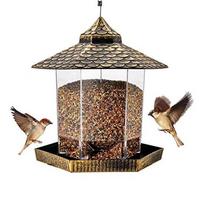 Waterproof Garden Gazebo Hanging Wild Bird Feeder Outdoor Container With Hang Rope Pet Birds Feeding House Type Bird Feeder A718 gray