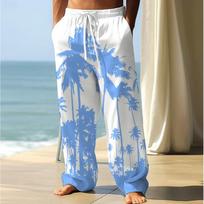 Men's 3D Coconut Tree Printed Baggy Casual Trousers,  Elastic Drawstring Waist with Pockets, for Spring Summer Home Outdoor Vacation 8XL gray
