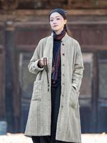 Women's Zen Wanderer Hand-Dyed Cotton Ramie Frog Button Winter Coat One Size gray