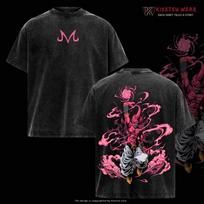Evil Buu DBZ Acid Washed Oversized Unisex Anime Cotton T-shirt L black