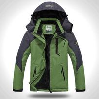 Vyriška žieminė terminė slidinėjimo striukė Vėjui ir vandeniui atspari alpinizmo striukė su vilnos pamušalu Lauko parkas Žieminė striukė vyrams 2XL žolės žalia spalva