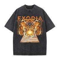 Exodia Yu-Gi-Oh! Anime T-shirt Summer Casual Short Sleeve O-Neck Tee Shirt Vintage Washed Oversized Cotton Tops Men's Clothing M brown