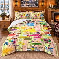 Bibi Blocksberg Pattern Bedding 3Pcs Set Bed Sheet And Pillowcases For Indoor Bedroom 135cmx200cm