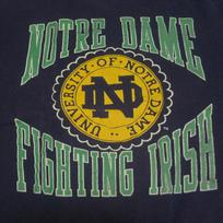 Vintage 90s University of Notre Dame Fighting Irish NCAA Logo 7 Blue T-Shirt 4XL yellow