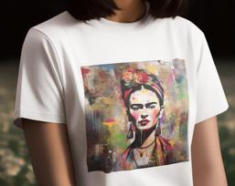 Frida Kahlo Art T-Shirt: Painter Portrait Unisex Tee S gray