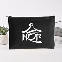 Kpop Stray Kids HOP Album Canvas Pouch, Zipper Makeup Bag, Portable Stationery Pen Case, Travel Cosmetic Storage Purse Merch Gift for STAY 2 black