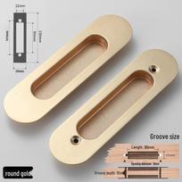 Stainless Steel Push-Pull Sliding Door Lock for Indoor and Balcony Single handle [round] gold