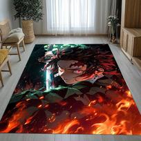 Demon Slayer Kimetsu no Yaiba Tanjiro Nezuko Anime Non-Slip Area Rug for Living Room,Bedroom Carpet Mat for Sofa,Home Decor Gift 100cmx150cm