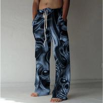 Men's 3D Distressed Printed Baggy Casual Trousers,  Elastic Drawstring Waist with Pockets, for Spring Summer Home Outdoor Vacation 6XL