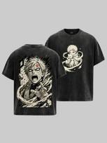 Naruto Shippuden Gaara Vintage Washed Oversized Anime Graphic T‑Shirt S black