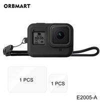 Silicone Case for GoPro Hero 8 Black Tempered Glass Screen Protector Protective Lens Film Housing Cover for Go Pro 8 Accessories