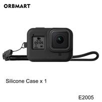 Silicone Case for GoPro Hero 8 Black Tempered Glass Screen Protector Protective Lens Film Housing Cover for Go Pro 8 Accessories black