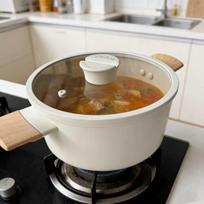 Ceramic Non-stick Cookware Set: Includes Frying Pan, Milk Pot, and Soup Pot for Induction and Gas Stoves. 28cm