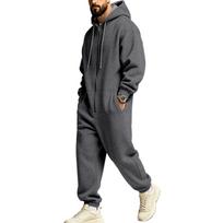 Vyriškas pašiltintas kombinezonas su gobtuvu žiemai, lauko sportui, laisvo kirpimo, hip-hop stiliaus L gray