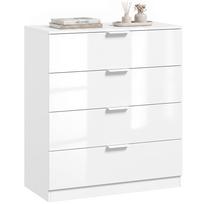 4-Drawer Glossy White Chest of Drawers with Sliding Rails