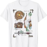 Zelda Breath Of The Wild Link Inventory Graphic T-Shirt T-Shirt XL white