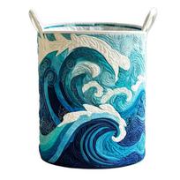 Decorative Fabric Laundry Basket with Carry Handles, Folding Polyester Hamper for Closet Blanket and Towel Storage