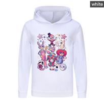 Stylish Kids Hoodie Pullover, Vibrant Cartoon Character Group Art Print Graphic Sweatshirt, Autumn Winter Casual Long Sleeve Top For Daily Wearing 120 raudona