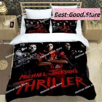 3D Fashion M-Michael Jackson Bedding Set Print single Comforter Quilt Bed Cover Duvet Cover Pillow Case 3 Pieces Kids Adult Size EU Single 135*200cm/53x79in 3pcs white