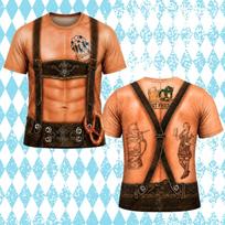 Men's 3D Oktoberfest T-Shirt Muscle Lederhosen Beer Festival Costume Tee (S-5XL) S