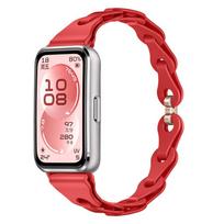 Fashion Hollowed Silicone Watch Band for Huawei Watch Band 11 / Band 11 Pro, Adjustable Breathable Replacement Bracelet Strap For Huawei Watch Band 11 / Band 11 Pro raudona