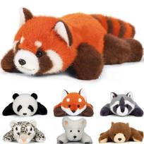 Homehalo stuffed animal red panda hugging pillow small cute fluffy weighted soothing comfortable co-sleeping interesting birthday gift celebration brown
