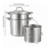 Stock Pot with Basket Wide Compatibility Deep Fryer Multipurpose 24CM gray
