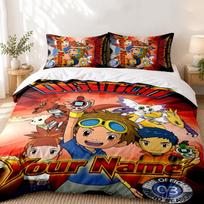 Digimon Custom Name 3pc set Perfect for bedroom use Comfortable bedding set includes a duvet cover and two pillowcases Ideal birthday or Christmas gif 135cmx200cm