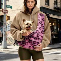 Unisex Loose Fit Casual Pet Pouch Hoodie Sweatshirt with Cutout Pocket for and Dog XXXL chaki