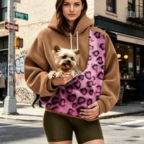 Unisex Loose Fit Casual Pet Pouch Hoodie Sweatshirt with Cutout Pocket for and Dog XXXL šviesiai ruda spalva