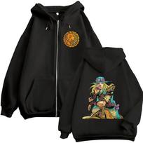 Anime JoJo Bizarre Adventure STEEL BALL RUN Diego Brando Zipper Hoodies Men's Women Zip Up Hooded Sweatshirts Jackets Coats M juoda