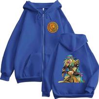 Anime JoJo Bizarre Adventure STEEL BALL RUN Diego Brando Zipper Hoodies Men's Women Zip Up Hooded Sweatshirts Jackets Coats XL mėlyna