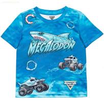 Monster Jam Grave Digger Kids T-Shirt Full Print Monster Truck Graphic Short Sleeve Tee Breathable Casual Top for Boys DailyWear 5XL blue