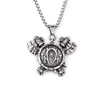 European Retro Men's Spartan Mask Stainless Steel Pendant Necklace
