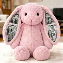 Individualizuotos ausys ir pilvas Nuotraukos Triušio Pliušiniai Žaislai Poroms Jubiliejui, Individualizuotas Pliušinis Triušis, Atminimo Dovanėlė 28CM gray