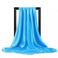 Prabangaus prekės ženklo šilkinis šalikas moterims satininis vienspalvis hidžabas šalikai musulmoniškas pareo bandana moteriškas šalis apgaubas galvos juosta fularas 90*90cm One Size blue